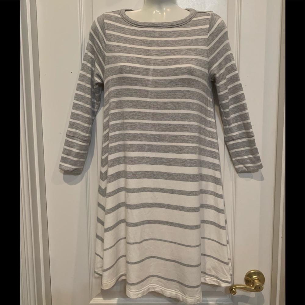 Lou & Grey Dress White and Grey Stripe XS 4-6